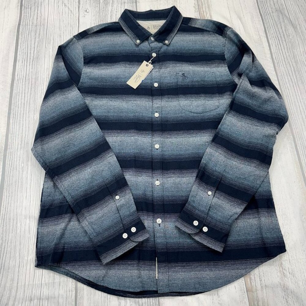 NWT Original Penguin Button Down Shirt XL Blue Stripe Spring Lake Mens‎ $89